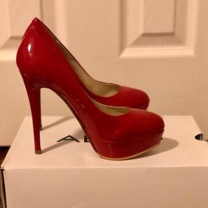 Red platform heels